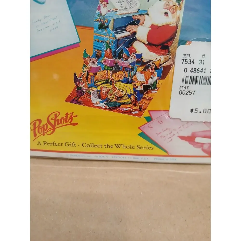 Vintage PopShots Singin' Santa Pop-Up Christmas Card Holiday Greeting